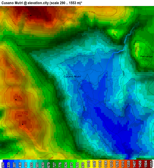 Cusano Mutri elevation map