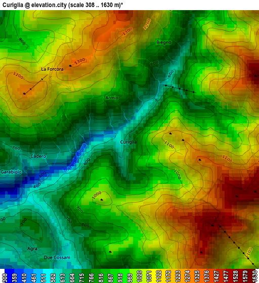 Curiglia elevation map