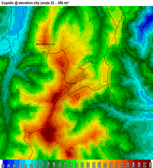 Cupello elevation map