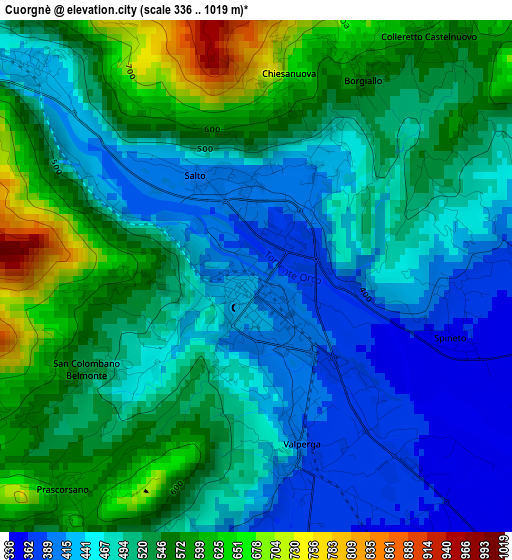 Cuorgnè elevation map