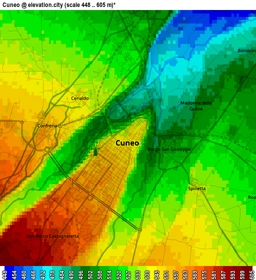 Cuneo elevation map
