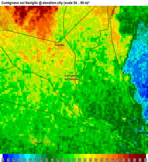 Cumignano sul Naviglio elevation map