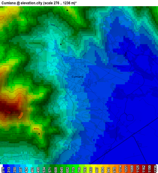 Cumiana elevation map