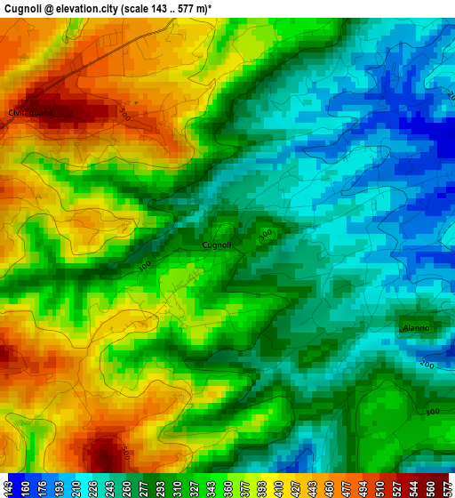 Cugnoli elevation map