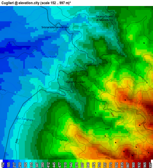 Cuglieri elevation map