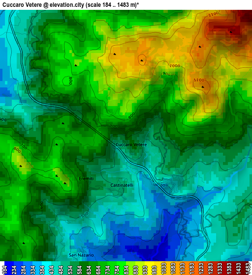 Cuccaro Vetere elevation map