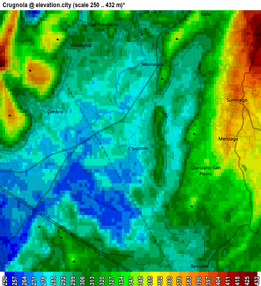 Crugnola elevation map