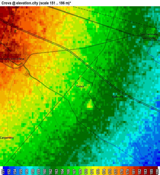 Crova elevation map