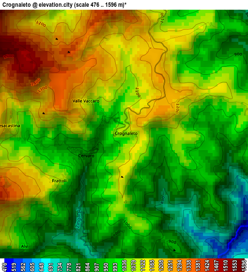 Crognaleto elevation map