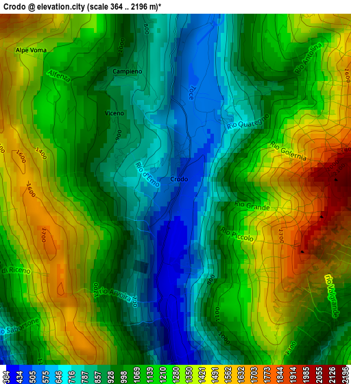 Crodo elevation map