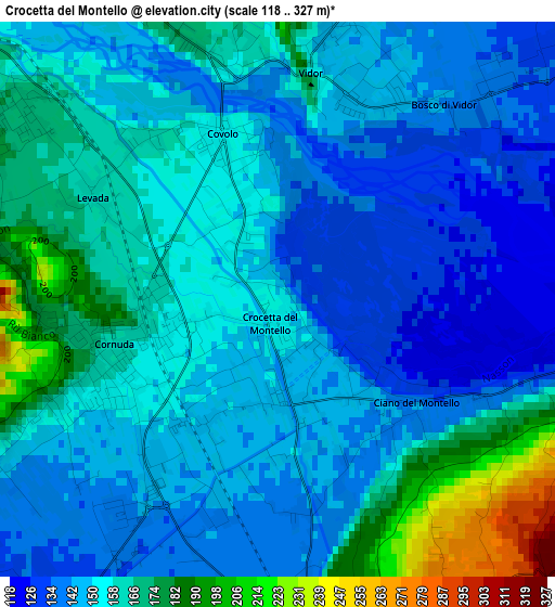 Crocetta del Montello elevation map