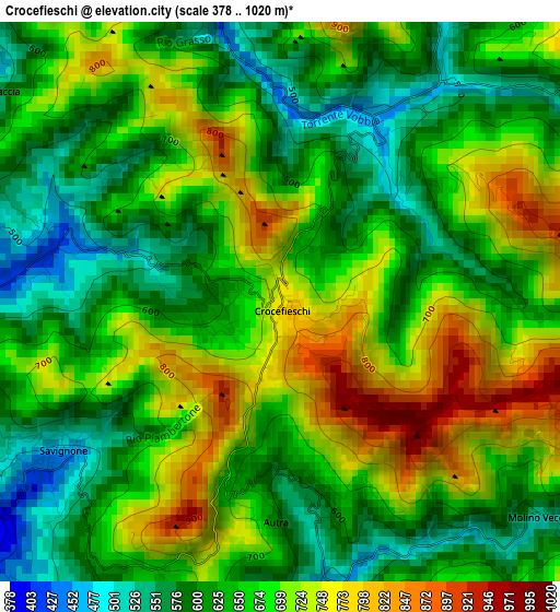 Crocefieschi elevation map