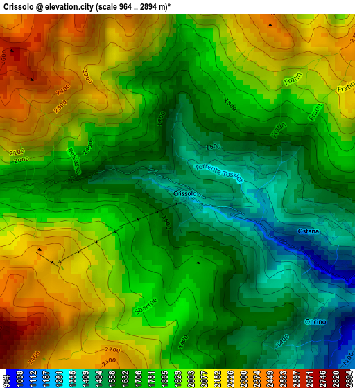 Crissolo elevation map