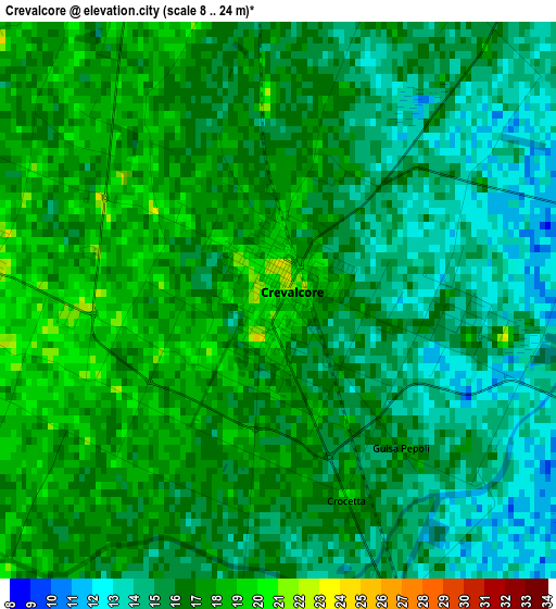 Crevalcore elevation map