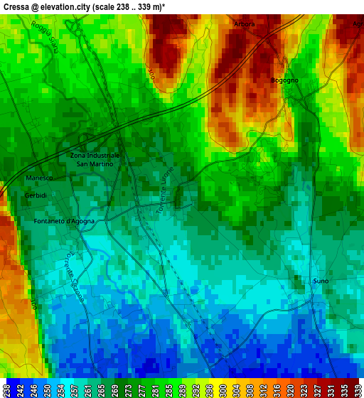 Cressa elevation map