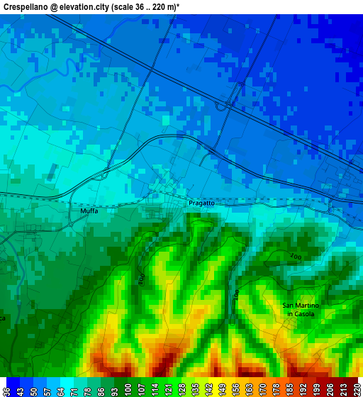 Crespellano elevation map