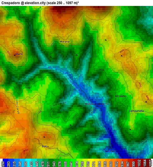 Crespadoro elevation map