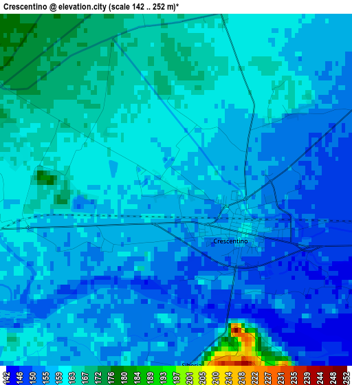 Crescentino elevation map