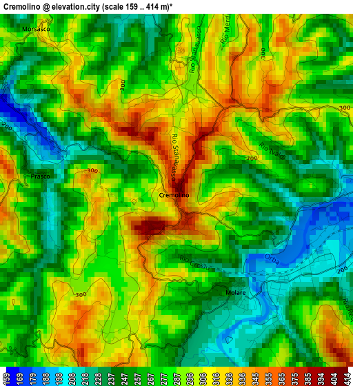 Cremolino elevation map