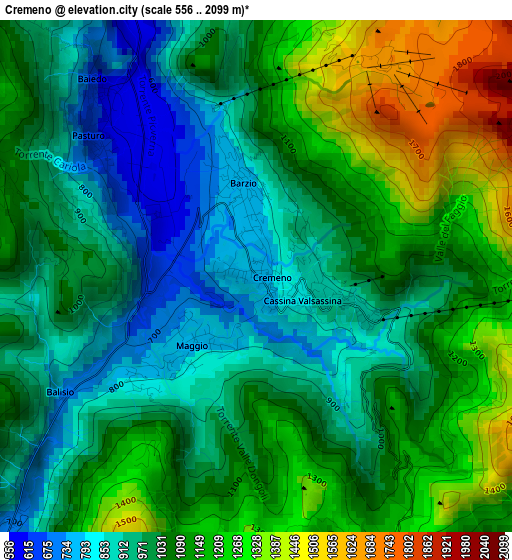 Cremeno elevation map