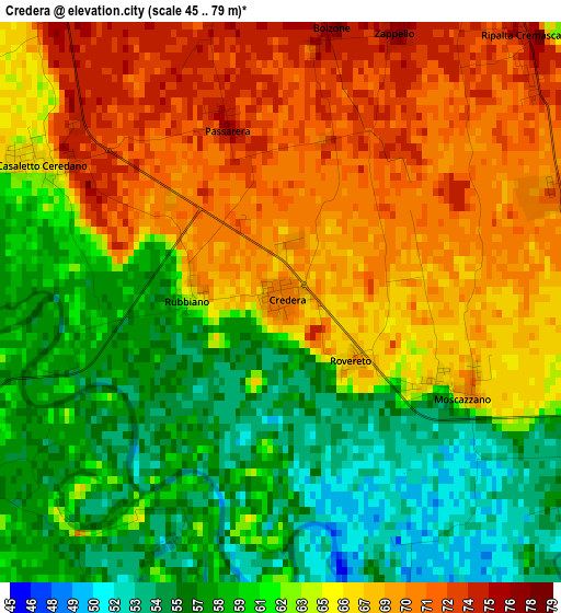 Credera elevation map