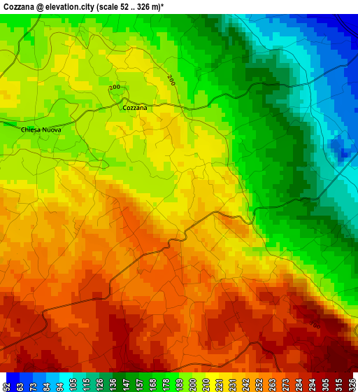 Cozzana elevation map