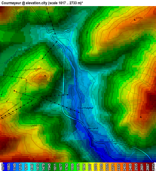 Courmayeur elevation map