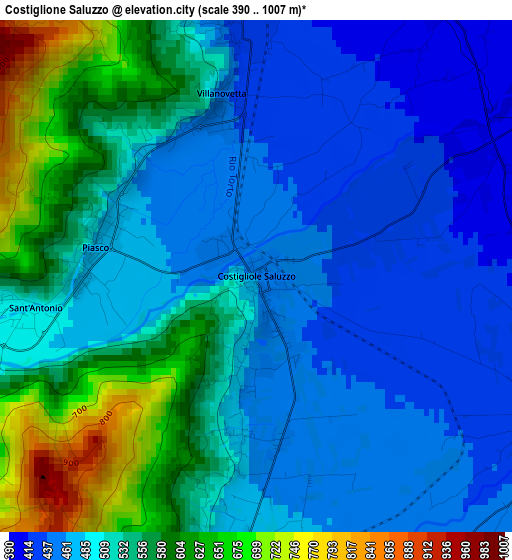 Costiglione Saluzzo elevation map