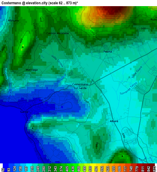 Costermano elevation map