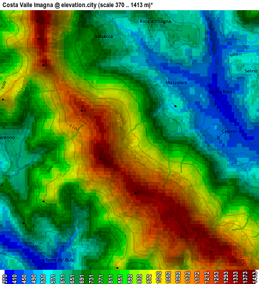 Costa Valle Imagna elevation map