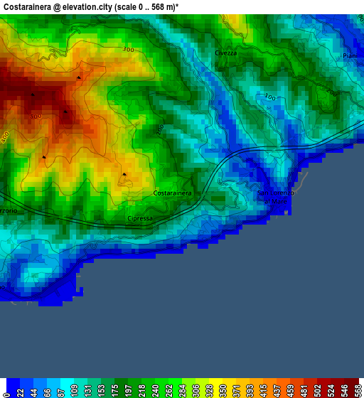 Costarainera elevation map