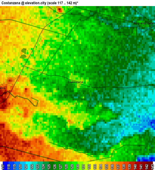 Costanzana elevation map