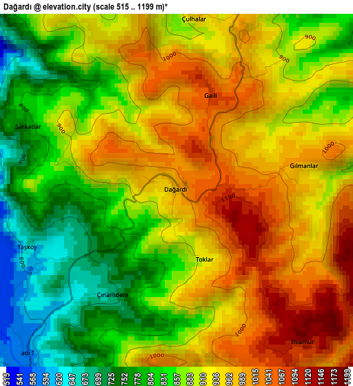 Dağardı elevation map