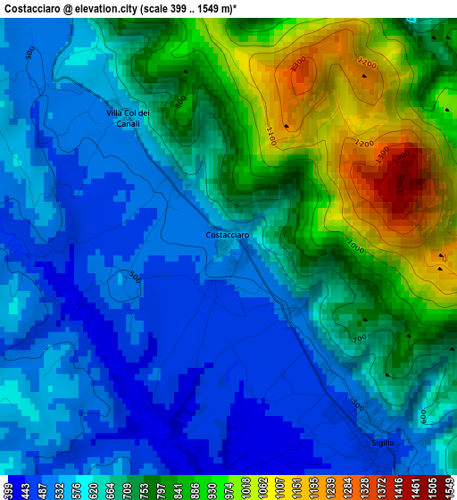 Costacciaro elevation map