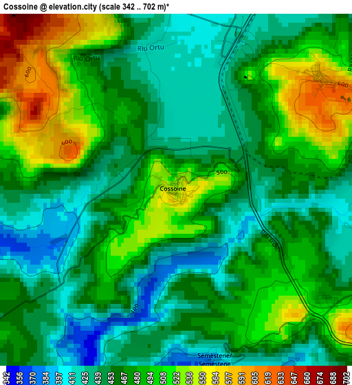 Cossoine elevation map