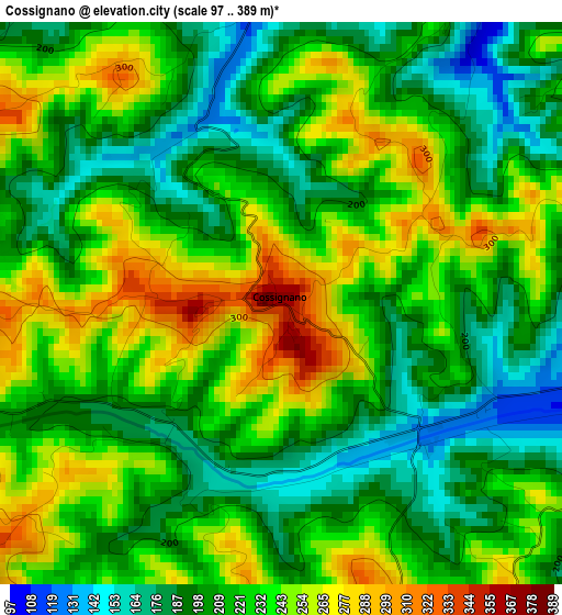 Cossignano elevation map