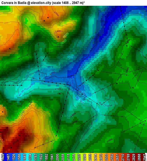 Corvara in Badia elevation map