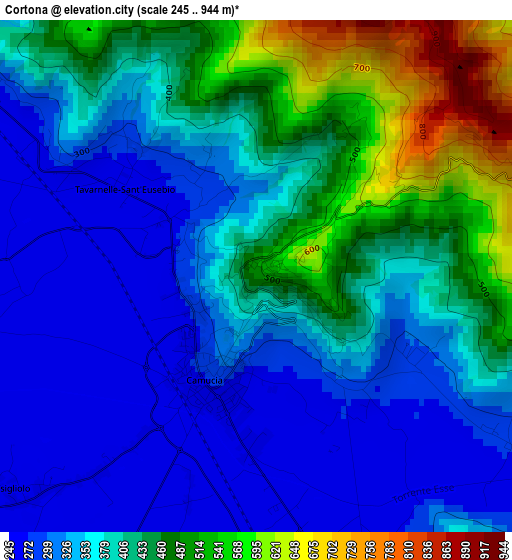 Cortona elevation map