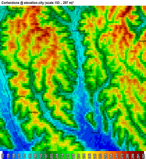 Cortandone elevation map