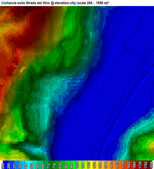 Cortaccia sulla Strada del Vino elevation map