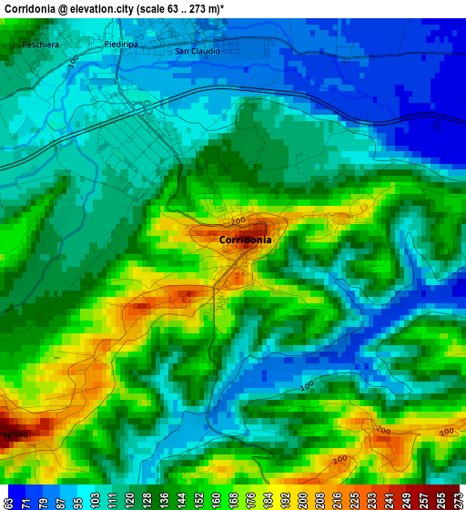 Corridonia elevation map