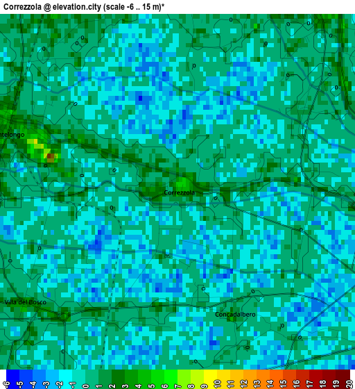 Correzzola elevation map