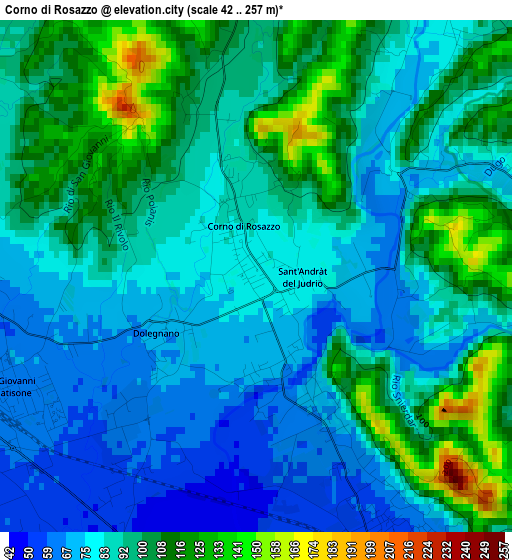 Corno di Rosazzo elevation map