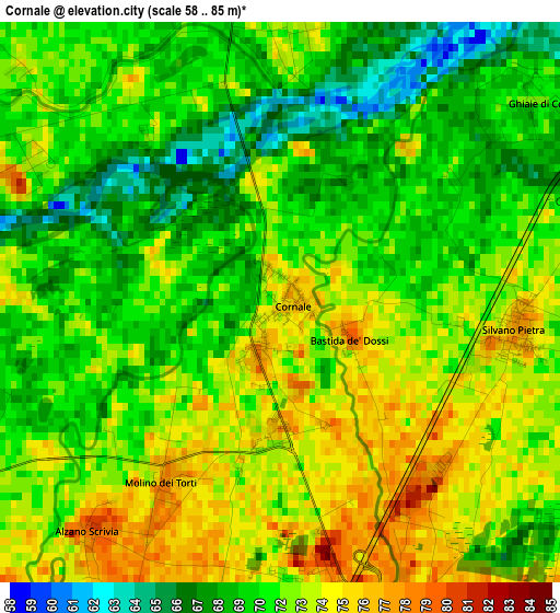 Cornale elevation map