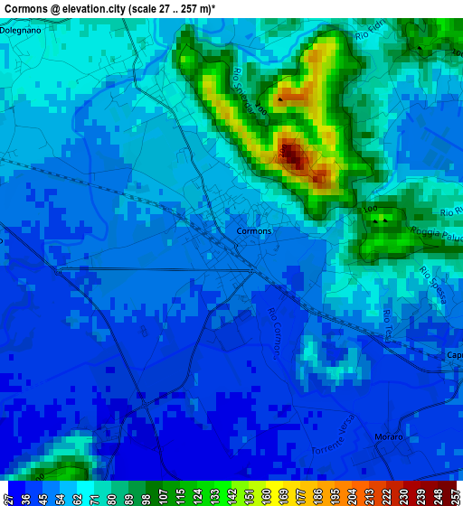 Cormons elevation map