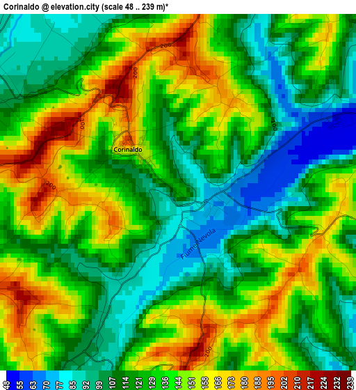 Corinaldo elevation map