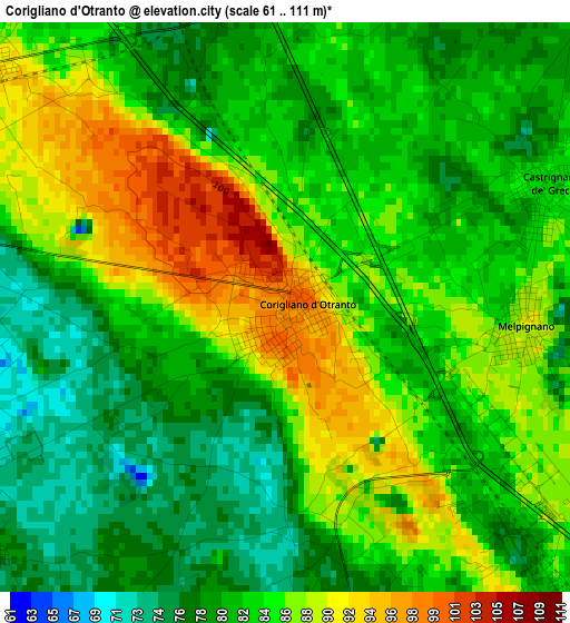 Corigliano d'Otranto elevation map