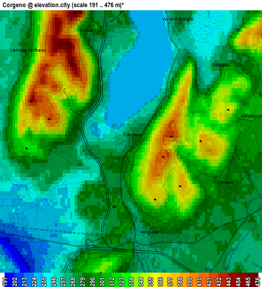 Corgeno elevation map