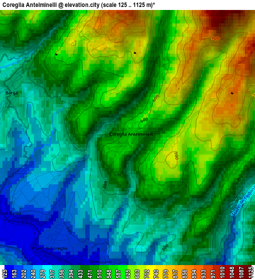 Coreglia Antelminelli elevation map