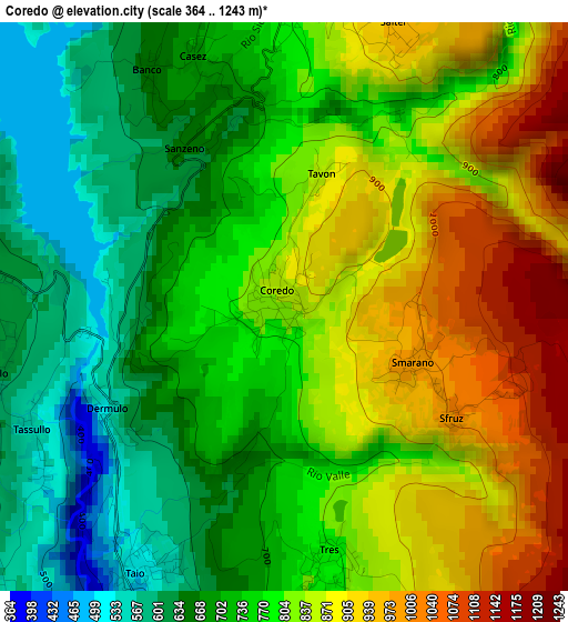 Coredo elevation map